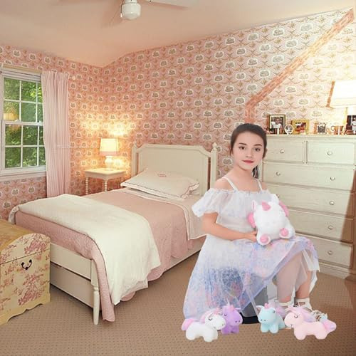 Juego De Peluches Unicornio 16 Pulgadas Con 4 Bebés Arco Iri