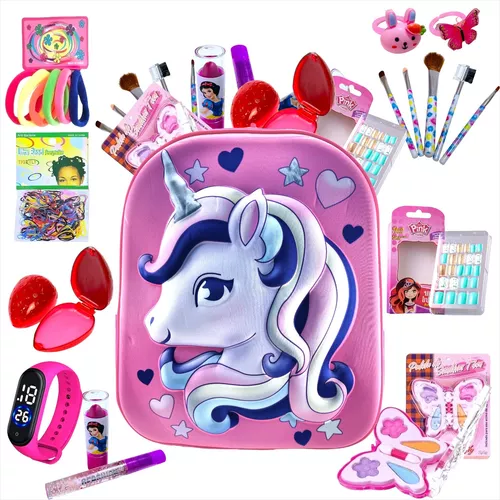 Kit Maquiagem Infantil Completo Com Bolsa Unicornio