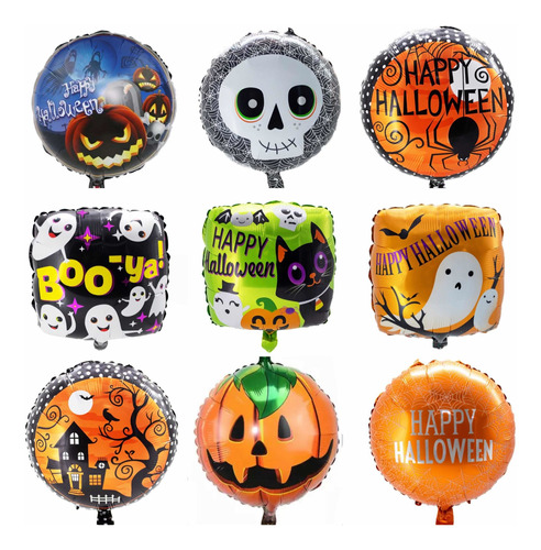 Pack 25 Globos Metálicos Halloween 45cm Sin Varillas