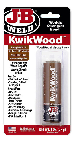 Tan Kwikwood Reparación De Madera Masilla Epoxi, 1 Oz....