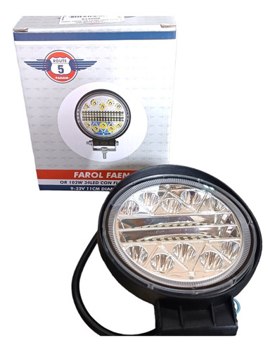 Farol Faena Led 12-24v 102w 11cm  Fijo-destellante