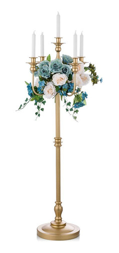 Candelabro De Pie Alto Para Vela Cónica Floral Decoración Ev