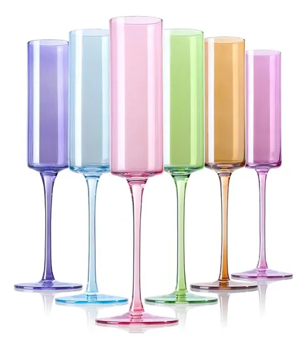 comprar Juego De 6 Copas De Champán De Colores Physkoa - Copas De Ch