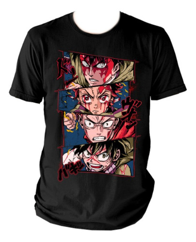 Camiseta Unisex Animes Furia Y Batallas Personajes Manga