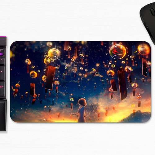 Mouse Pad Paisaje Chica Nubes Cielo Linternas Art Gamer M