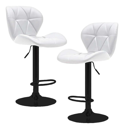 Set 2 Bancos De Cocina Barra Silla Taburete Capitonado Alto Acolchado Color Blanco