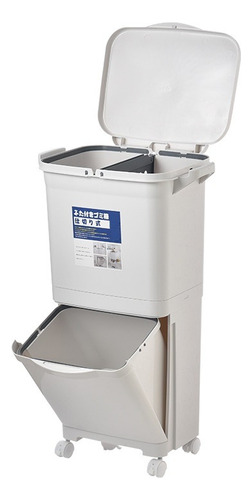 Papelera Tacho De Basura Vertical C/ Divisiones Y Ruedas 38l