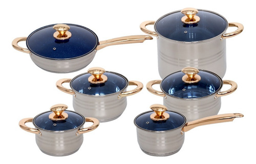 Batería Anabella Royal Haus De Cocina Acero Inoxidable 12 Pz Color Azul