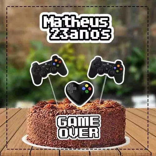 bolo #decoração #topper #jogo #videogame #festa #chantilly #confeitaria  #cake #infantil #azul