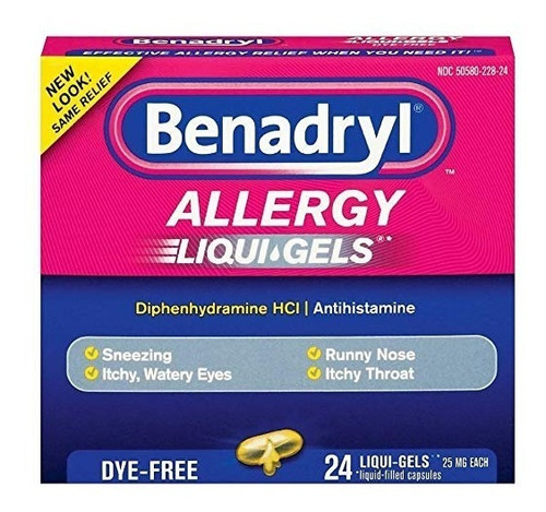 Benadryl Allergy Sin Colorantes 25mg Liqui-gels 24 Ct