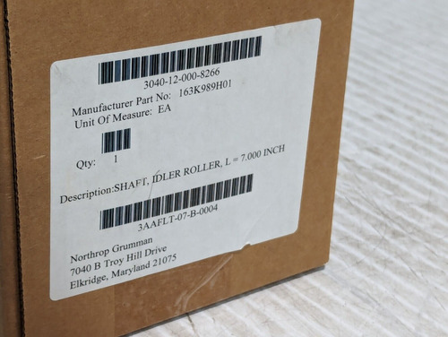 163k989h01 Idler Roller Shaft, Length 7 , 3040-12-000-8 Ccf