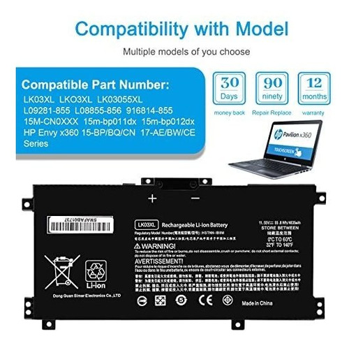 Bateria Para Portatil Hp Envy Convertible Cp Bp Bq Ae Serie