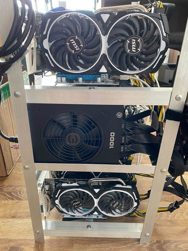 Imagen 7 de 9 de Rig Minero Rack 6 Gpus Estructura Aluminio Rx580 Rx5700