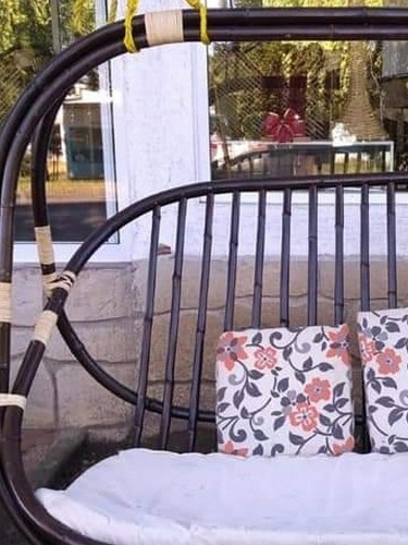 Silla Columpio Colgante Doble De Bambú Incluye 2 Cojines