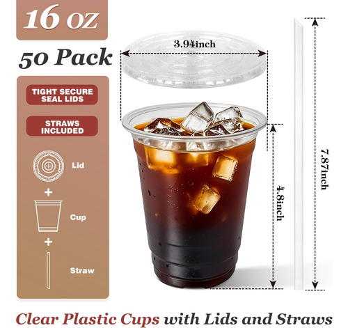 Juegos De Vasos Desechables De Plástico Transparente 16 Oz