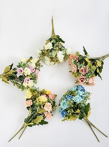 Bouquet De Rosas Artificiales De Tallos Cortos De Kaoyoo Par