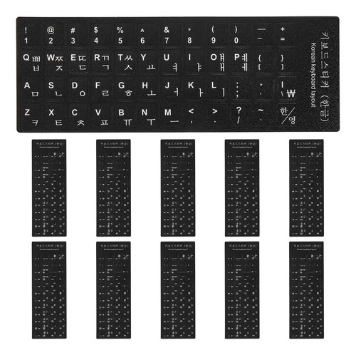 Pegatinas De Teclado Negras Con Letras Blancas, Paquete De 1