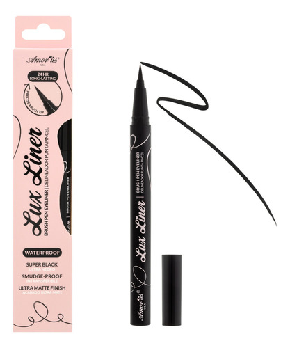 Delineador Ojos Lux Liner Punta Pincel Negro Amor Us Acabado Mate Color Negro Intenso