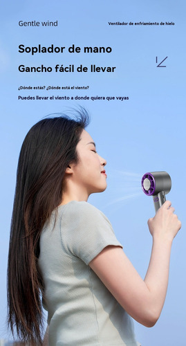 Purple 5-speed Rechargeable Foldable Handheld Fan