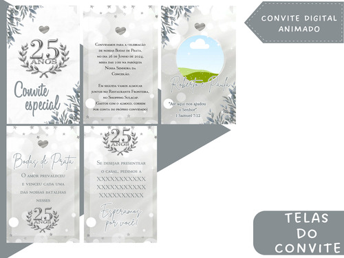 Convite Digital Animado Bodas De Prata - 25 Anos Prateado