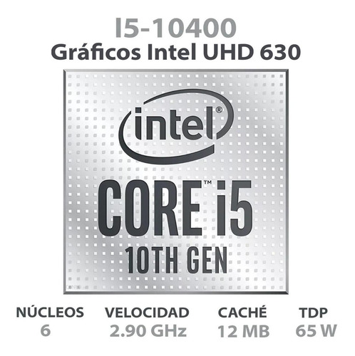 Procesador gamer Intel Core i5-10400 BX8070110400 de 6 núcleos y 4.3GHz de frecuencia con gráfica integrada