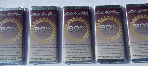 Imagen 3 de 6 de Chocolate (100gr) 90% Cacao Vegan Keto Cetogenico Stevia
