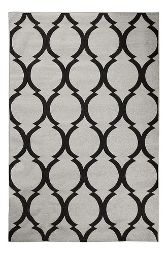 Tapete Sala Decorativo 50x150 Cm Geometrico Arabesco Preto