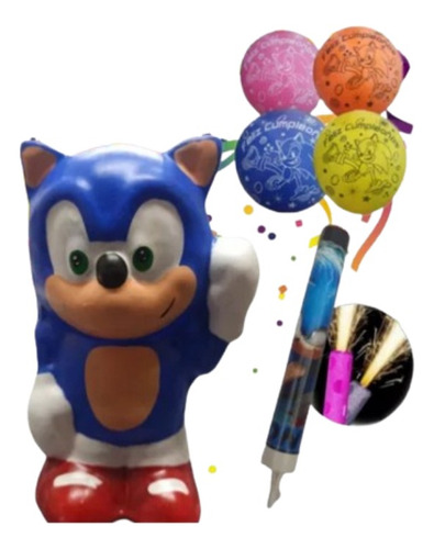 Sonic Vela Cera Y Globos Para Fiesta Cumpleaños