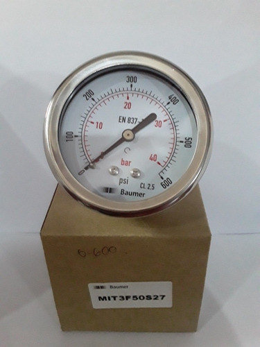 Manometro 0-600 Psi Dial 2.5 Conexión Trasera 1/4 Npt 