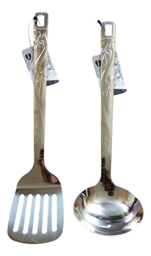 Cucharon Y Volteador Decorados Acero Inoxidable Cocina