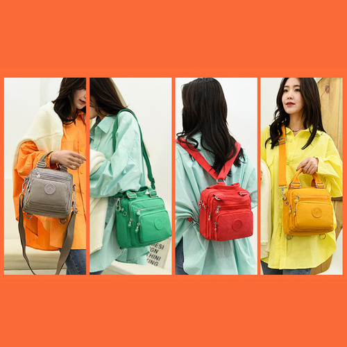 Bolsa Mochila Transversal De Mão Impermeável Multifuncional Acambamento Dos Ferragens Níquel Cor Verde-claro Correia De Ombro Verde-claro Desenho Do Tecido Lisa