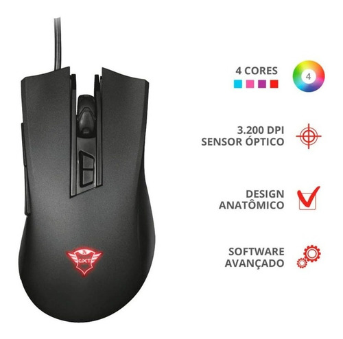Imagem 4 de 5 de Mouse Gamer Led Gxt 121 Zeebo 7 Botões 3200dpi - Trust