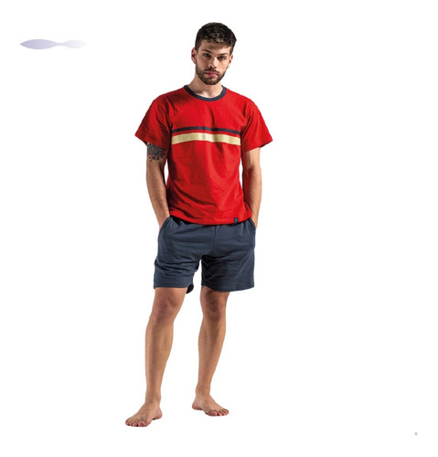 Pijama Hombre Tipico Short Manga Corta Algodón Verano 802