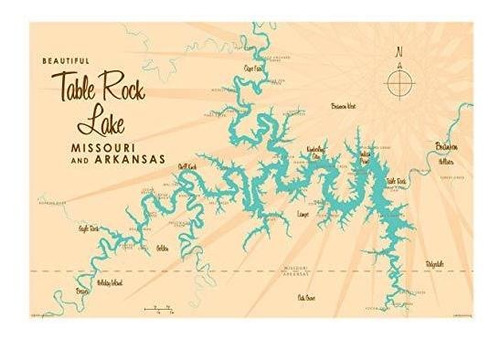 Table Rock Lake Missouri Map Giclee Art Print Poster Por Lak
