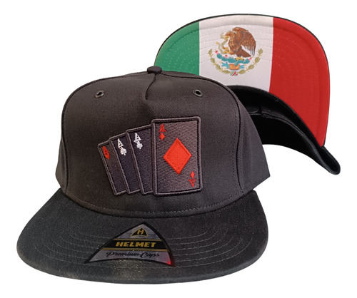 Cachucha Cartas Gorra Bordada Vicera Plana Bandera Mexico