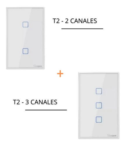 Combo Sonoff T2 2 Canales + 3 Canales Tecla Pared Touch Wifi