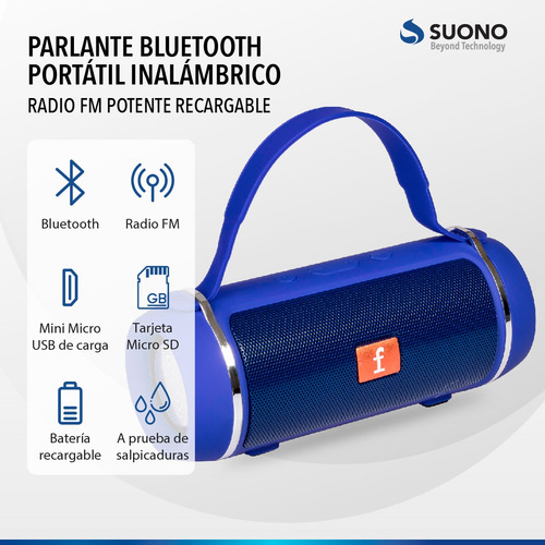 Imagen 3 de 10 de Parlante Portatil Bluetooth Radio Fm Potente Inalambrico Recargable Potenciado Excelente Regalo