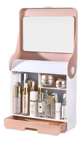 Organizador De Maquillaje Cosméticos Soporte De Pared Color Rosa