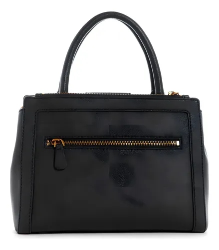 Bolsa Guess Bling Society Satchel Vb798406-bla Acabado De Los Herrajes Niquel Color Negro Fuerte Color De La Correa De Hombro Negro Diseño De La Tela Liso
