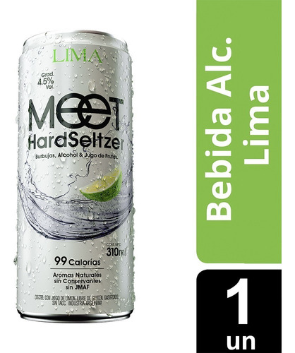 Meet Hard Seltzer Lima 4.5° Lata X 310 Ml