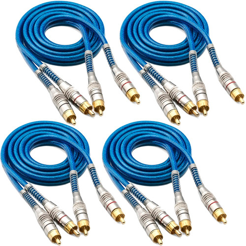 Imagem 1 de 6 de Kit 4 Cabos Rca 1 Metro Tech One Blindado Azul