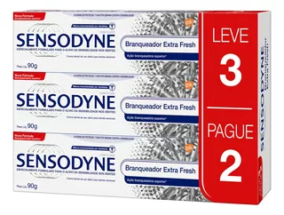 Pasta de dentes Sensodyne Branqueador Extra Fresh em creme pacote x 3 270 g