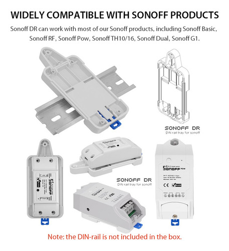 Imagen 2 de 6 de Bandeja De Riel Din Sonoff Soporte De Caja De Riel Montado