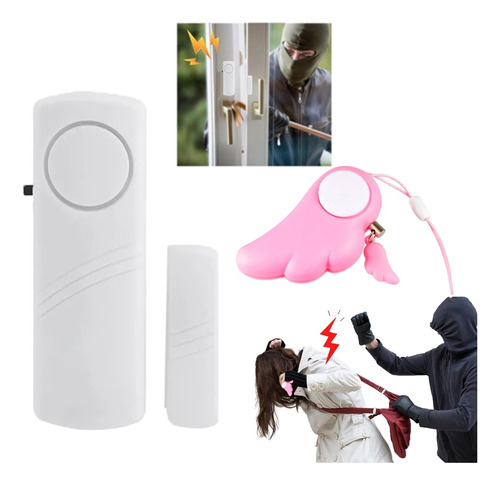 Llaveros Defensiva Personal Sensor Puerta Ventana Alarma Kit