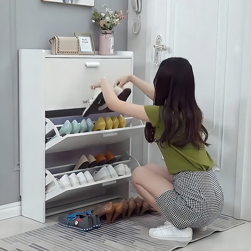 Zapatero Organizador Con 3 Puertas Y 2 Filas Color Blanco