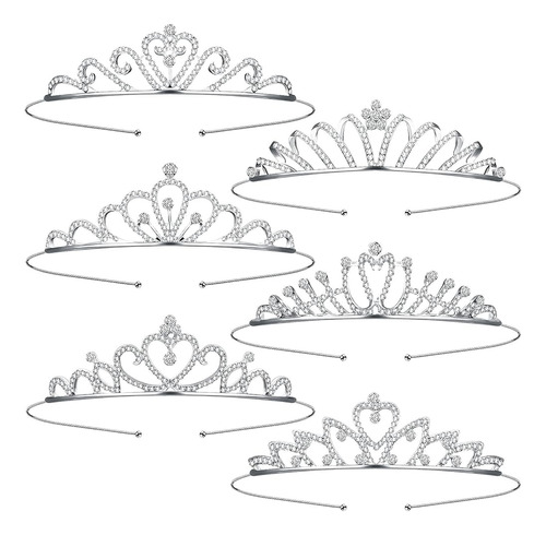Chuangdi 6 Piezas Niñas Tiara De Cristal Corona Tiara De Dia