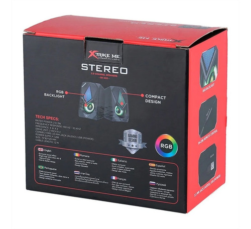 Kit Parlantes Pc Gamer Compactos Luces Rgb Xtrike Me Sk-402