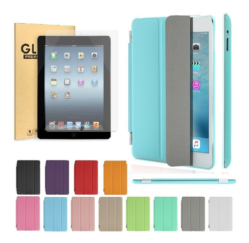 Estuche Protector Para iPad 2 3 4 Magnetico + Vidrio Templad