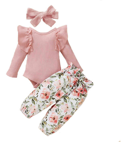 Conjunto Para Bebé Niña Pañalero, Pantalón Y Banda Cabello