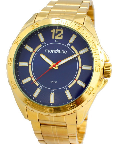 Relógio Mondaine Masculino Dourado - 99138gpmvde2 Cor do fundo Azul